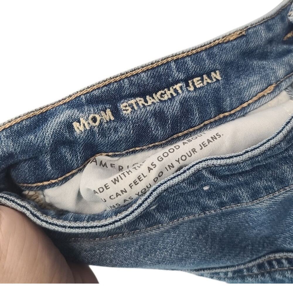 American Eagle Outfitters Ripped Blue Straight Leg Jeans - Picture 6 of 7